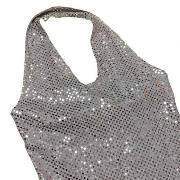 Vintage Joule Silver Foil Mini Halter Dress - Picture 8 of 10